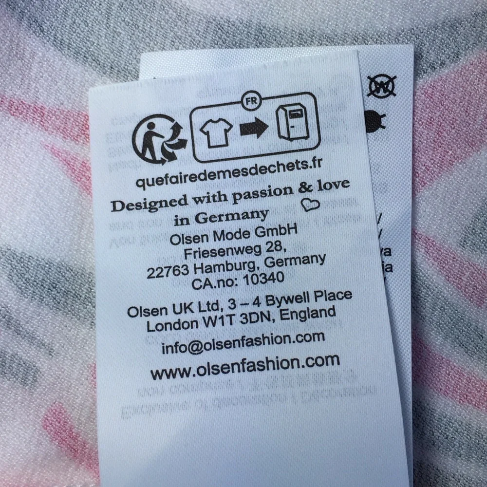 Olsen Pink Leaf Design Jersey Ruched Front Midi Dress Size Large - Picture 10 of 13